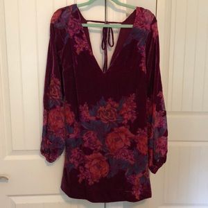 Free people floral velvet mini dress